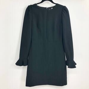 NWT Club Monaco Black Long Sleeve Mini Dress Sheath Fitted Classic Dress Size 2